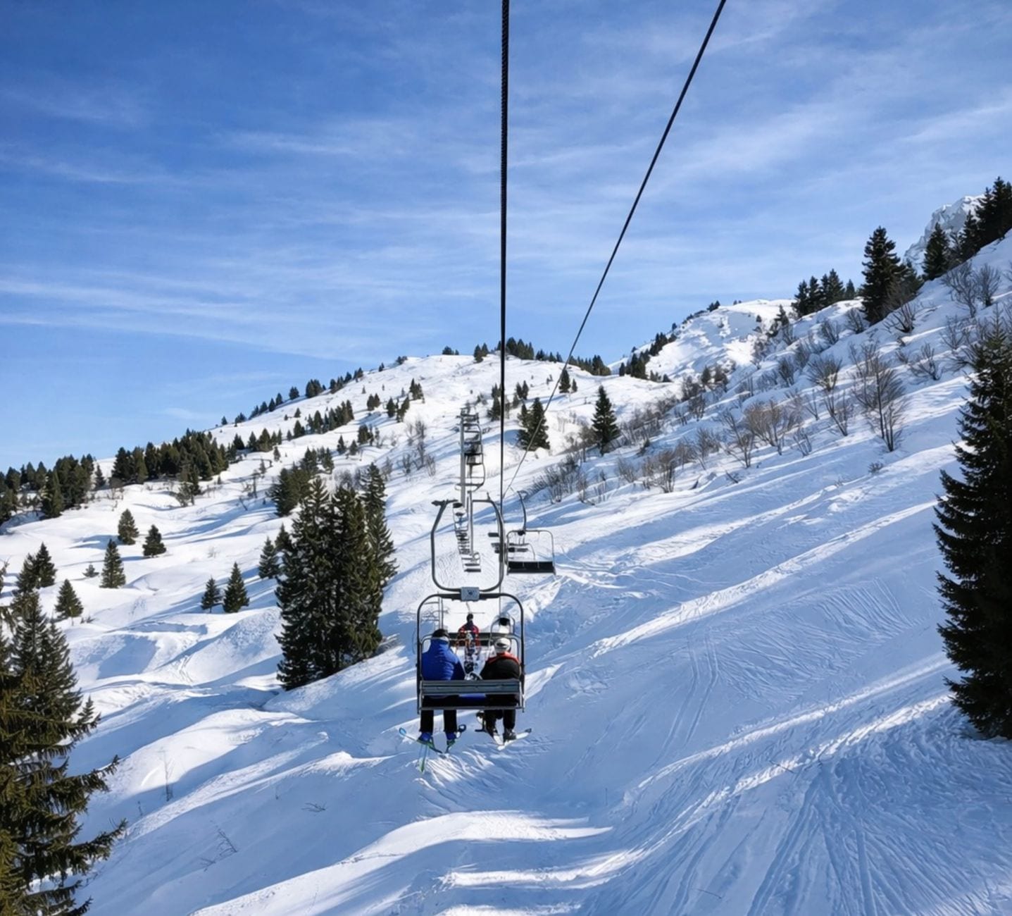 families skiing Les Gets